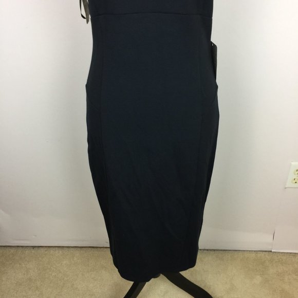 NWT Felicity and Coco Sheath Dress Sz L Womans Navy Knit Halter Neck Sleeveless - Picture 3 of 12